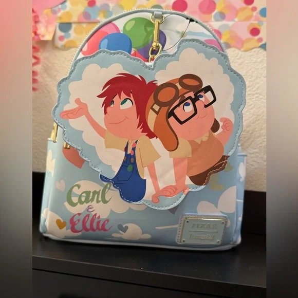Loungefly Disney Pixar Up Carl & Ellie Balloon Mini Backpack with coin purse - Picture 2 of 5